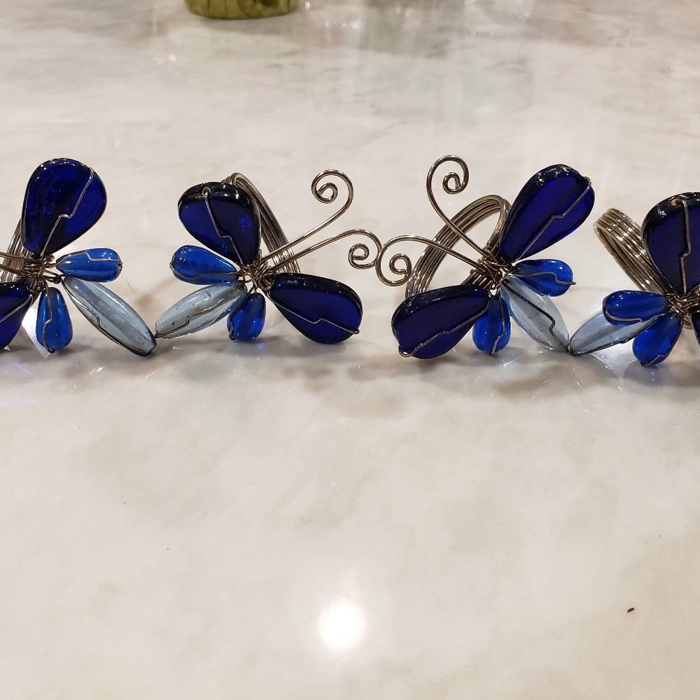 Handmade Set of 4 Butterfly Napkin Rings